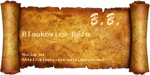 Blaskovics Béla névjegykártya